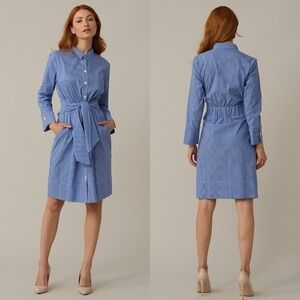Joseph Ribkoff Dress Style 221202 | Blue Stripe Polo Wrap Shirt Dress